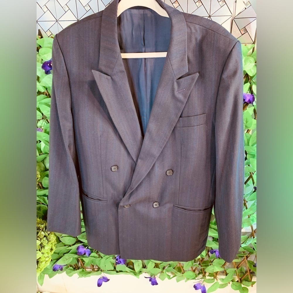 Vintage Giorgio Sant Angelo Wool Double Breasted Pinstripe Blazer 22” Chest